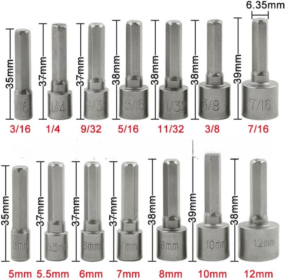 9/14pcs Hex Shank Power Nut Dr - Power Tools Excel 评论和价格