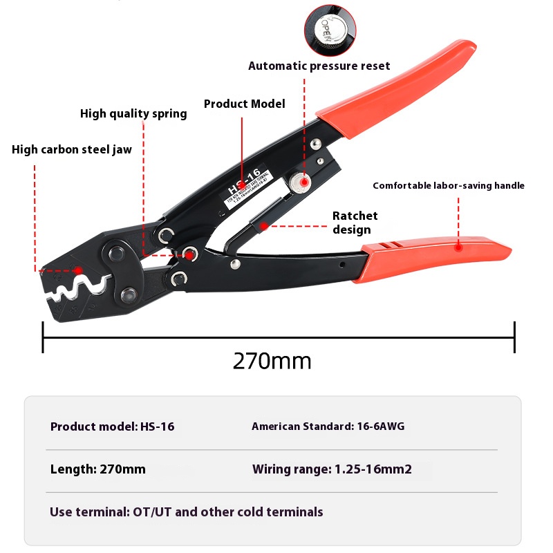 HS-16 Crimper Plier Ratcheting - Power Tools Japan 评论和价格